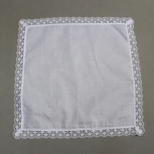 Mouchoir blanc léger en dentelle de coton, Hankie lavable, serviette de poitrine, mouchoir de poche pour fête de mariage pour adultes
