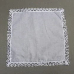 Könnyű fehér zsebkendő pamut csipke díszítéssel Hankie mosható mellkasi törülköző zsebkendő felnőtt esküvőre