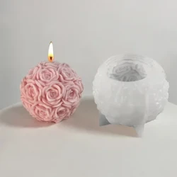 Moule boule de bougie en forme de Rose, multi-spécifications, en Silicone, pour Table d'aromathérapie, bricolage, goutte de cristal circulaire, en résine, décoration