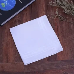 40x40cm Erkaklar Ayollar uchun chiroyli to'qilgan ro'molchalar Klassik Sof Oq Paxta Chiziqli Jakkardli Cho'ntak kvadrat sochiq sovg'a