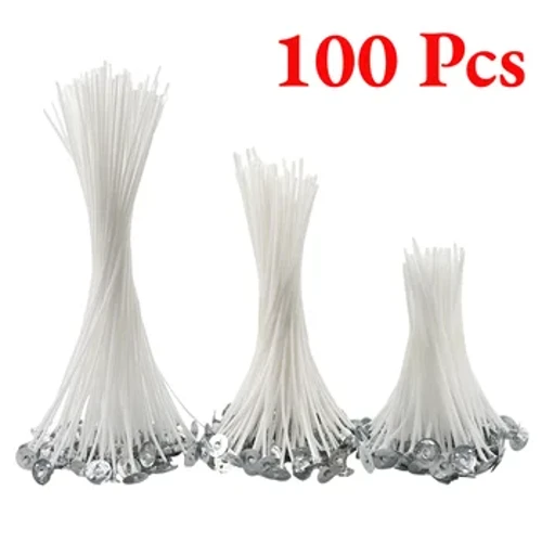 100 sany pagta şem çüýleri Çilimsiz DIY hoşboý ysly şem öndürmek üçin şem esbaplary, şem ýasamak üçin mum çüýleri