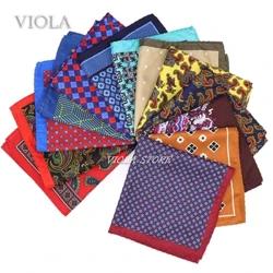 Renkli Baskı Paisley 28 cm Cep Kare Polyester Mendil Düğün Parti Günlük Takım Elbise Vintage Kravat Hankie Erkekler Hediye Aksesuarı