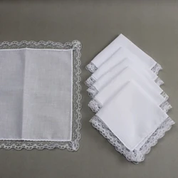 Mouchoir blanc léger, garniture en dentelle de coton, serviette de poitrine Super douce et lavable, Y1UA