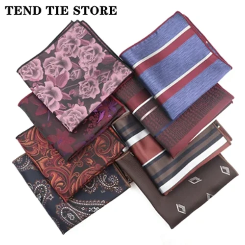 25CM Mới Thời Trang Nam Retro Hoa Sọc Polyester Khăn Cổ Điển Hiệu Suất Phù Hợp Với Áo Sơ Mi Cưới Phụ Kiện Quà Tặng