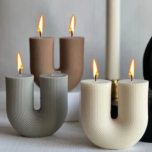 U Siâp Cannwyll Silicôn Llwydni DIY Bwa Striped Candle Persawrus Gwneud Cwyr Yr Wyddgrug Plaster Resin Addurn Crefft yr Wyddgrug Addurno Cartref