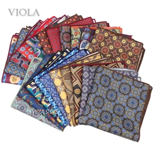 Geometreg Cartwn Argraffu Newydd 26cm Sgwâr Poced Cyffyrddiad Sidan Polyester Hances Parti Priodas Siwt Tei Hankie Men Gift Affeithiwr