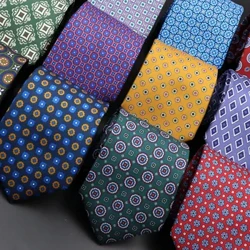 Tei Sidan Ffasiwn Dynion 7.5cm Necktie Newydd-deb Meddal Glas Gwyrdd Oren Lliw Clymau Ar Gyfer Dynion Dot Blodeuol Bowtie Priodas Anrheg Busnes
