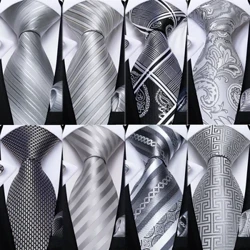Sọc Xám Họa Tiết Paisley Lụa Quan Hệ Cho Nam Cưới Phụ Kiện Nam 8 Cm Cà Vạt Cổ Túi Vuông Khuy Măng Sét Quà Tặng dành Cho Nam DiBanGu