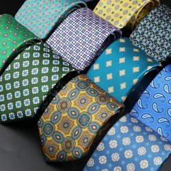 51 stílus férfi selyem nyakkendők Jacquard csíkos kockás virágos 8 cm-es nyakkendő kiegészítők mindennapi viselet ing öltöny Cravat esküvői parti ajándék