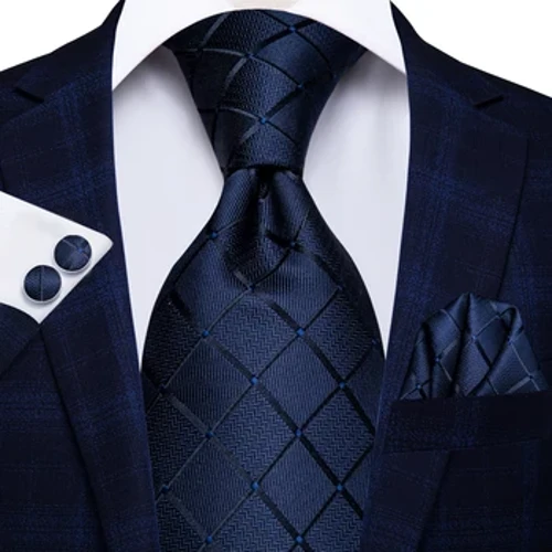 Hi-Tie Blue Business Solid 100% Silke Herre Slips Slips 8,5 cm Slips for Men Formell Luksus Bryllup Høykvalitets Gravata