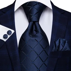Hi-Tie Blue Business Solid 100% Silke Herre Slips Slips 8,5 cm Slips for Men Formell Luksus Bryllup Høykvalitets Gravata