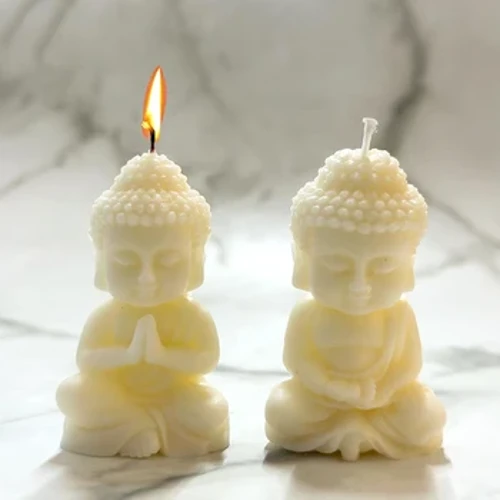 3D Maitreya Силиконова форма за свещи Направи си сам Църква Буда Изработване на мазилка Епоксидна смола Арома сапун Шоколад Форми за печене Домашен декор