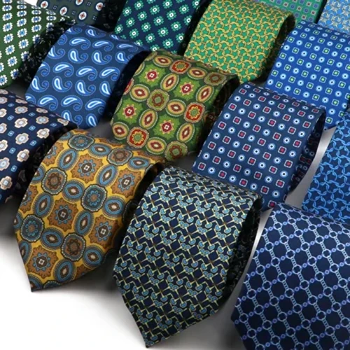 Tei sidan meddal o ansawdd uchel newydd 51 lliwiau ffasiwn 7.5cm patrwm geometrig Necktie Ar gyfer Dynion Priodas Cyfarfod Busnes Busnes Suit Gravata
