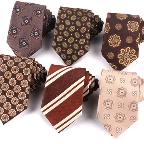 Tei Lliw Coffi Maillard Ar Gyfer Dynion Merched Tei Gwddf Stripe Blodau Ar Gyfer Busnes Priodas Neckties Lliw Brown Clasurol Tei Gwddf Dynion