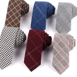 Tei denau Cotwm I Ddynion Merched Tei Gwddf Plaid Achlysurol Ar Gyfer Busnes y Blaid Neckties Priodas Siwt Oedolyn Clymau Gwddf Slim Am Anrhegion
