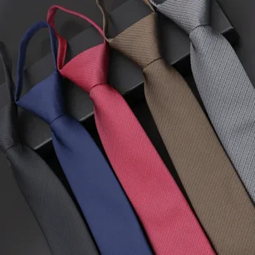 Cravată leneșă pentru bărbați, culoare uni, subțire, cu fermoar, roșu, negru, albastru, maro, cravată subțire, costum pentru petrecere de nuntă, accesorii pentru cămașă, cadou