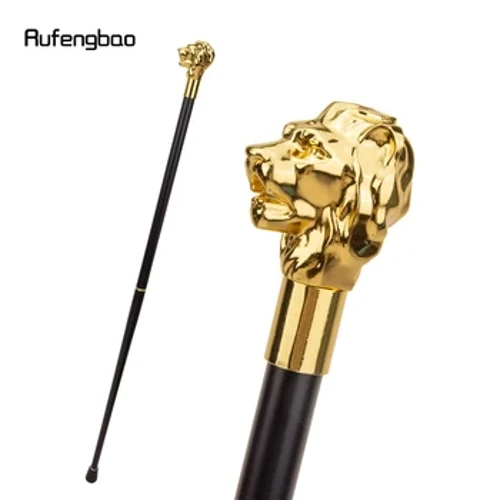 Zlatá luxusní vycházková hůl s rukojetí se lví hlavou na párty Dekorativní vycházková hůl Elegantní Crosier Knob vycházková hůl 93 cm