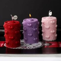 3D sevgi shamlari silikon qolipi silindrsimon yurak gipsli bezaklar qatron qolipi DIY shamdan tomchilab yopishtiruvchi qolipni tayyorlash uchun uy bezagi