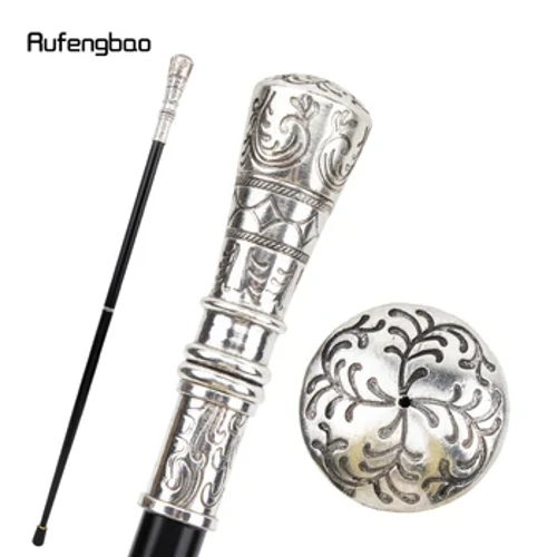 Hoa Trắng Đi Bộ Mía Thời Trang Trang Trí Tập Đi Hình Quý Ông Thanh Lịch Cosplay Mía Núm Crosier 90Cm