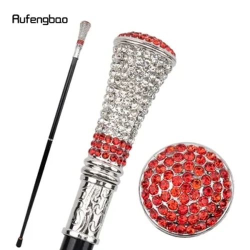 Hvit rød kunstig diamant spaserstokk mote dekorativ spaserstokk Gentleman Elegant Cosplay Cane Crosier 92,5 cm