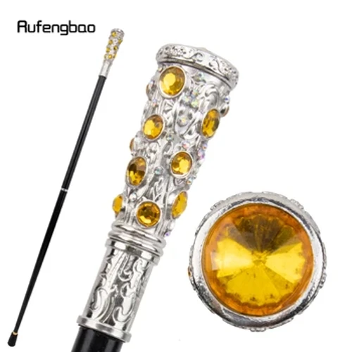 Valge kollane kunstlik teemant jalutuskepp mood dekoratiivne jalutuskepp Gentleman Elegant Cosplay jalutuskepi nupp Crosier 93cm