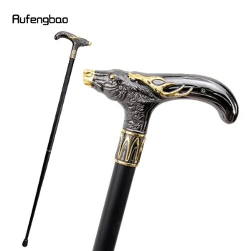 Kultainen musta Sika Deer Head kävelykeppi Muoti Koristeellinen kävelykeppi Gentleman Elegant Cosplay Keppinuppi Crosier 93cm