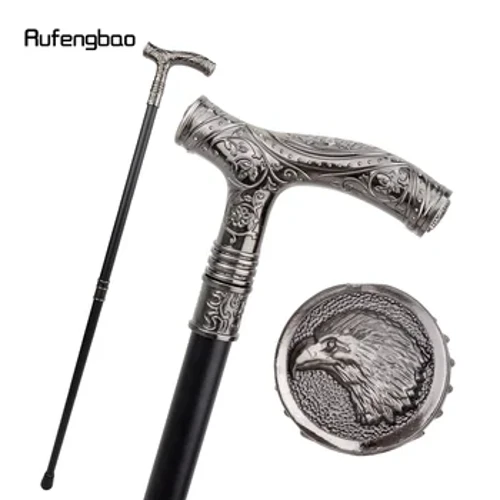 Silver Eagle Head Flower Totem Relief Vycházková hůl Módní vycházková hůl Gentleman Crosier Knob Vycházková hůl 93cm