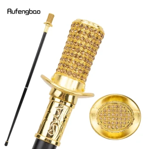 Gyldne kunstige diamant spadserestokke mode dekorative spadserestokke Gentleman Elegant Cosplay Cane Knop Crosier 96cm