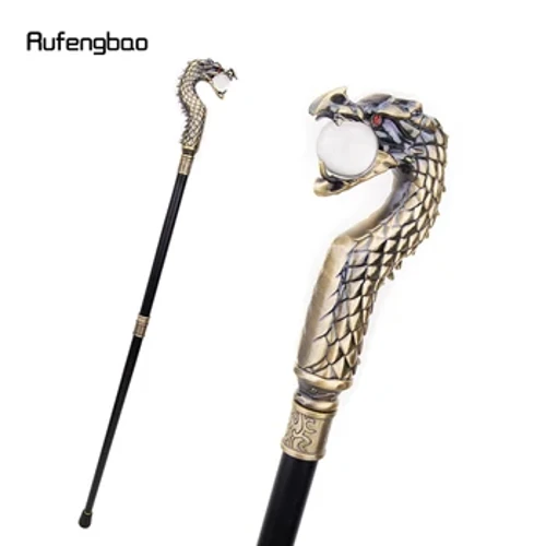 Liathróid Giotán Ceann Golden Dragon Faisean Siúl bata Maisiúil Cóisir Seanré Cospaly Crosier cána siúil faiseanta 93cm