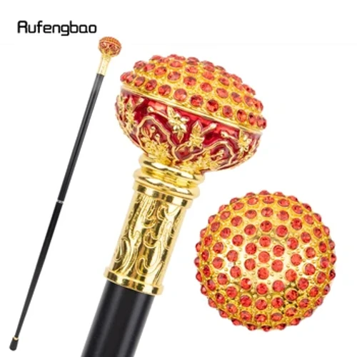 Rode Kunstmatige Diamant Bal Wandelstok Mode Decoratieve Wandelstok Gentleman Elegante Cosplay Riet Crosier 92cm