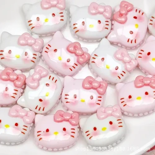 10 Pcs New Cute Cerah Permukaan Kartun Hewan Kucing Resin Datar Kembali Ornamen Perhiasan Busur Aksesoris Gratis Pengiriman