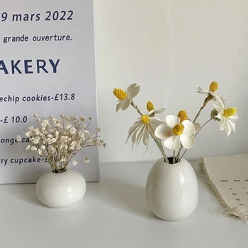 Ins Ceramics Vasă pentru flori Nordic Hydroponic Vaze Decor creativ pentru cameră Mini ghivece pentru sticle de plante cu flori Ornament de birou 꽃병