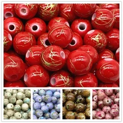 50 kom 8 mm tiskane okrugle perle od akrilne perle od zlatne žice za izradu nakita DIY dodatak #RoLi