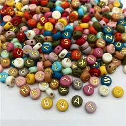 Gleiniau llythyren 100pcs/Lot 7MM Siâp Hirgrwn Gleiniau'r Wyddor Cymysg Ar gyfer Gwneud Emwaith Affeithwyr Gadwyn adnabod Breichled DIY