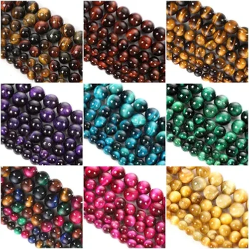 Mărgele din piatră naturală, ochi de tigru multicolor, margele distanțare libere pentru realizarea de brățări, bijuterii, accesorii bricolaj, mărime alegere 4/6/8/10/12 mm