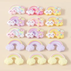 15 Chiếc Kawaii Cầu Vồng Quyến Rũ Nhựa Flatback Cabochon Thêu Sò Tự Làm Vòng Tay Bông Tai Quyến Rũ Hairbow Phụ Kiện Trang Trí