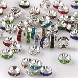 50 Buah/Banyak 4 6 8 10 Mm Berlian Imitasi Rondelle Kristal Bulat Longgar Spacer Beads untuk Perhiasan Membuat DIY Gelang Kalung Aksesoris