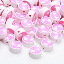 20/50 / 100pcs 10mm Tegelek gülli möý web polimer toýun monjuklary şaý-sepler gulak gulak bilezigi DIY elde ýasalan aksessuar
