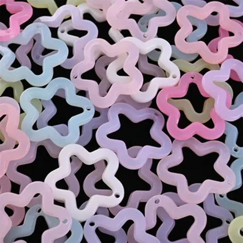 30 pezzi 29 mm acrilico pendente a stella a cinque punte a forma di fiore perline per orecchini pendenti portachiavi materiale accessori gioielli fai da te