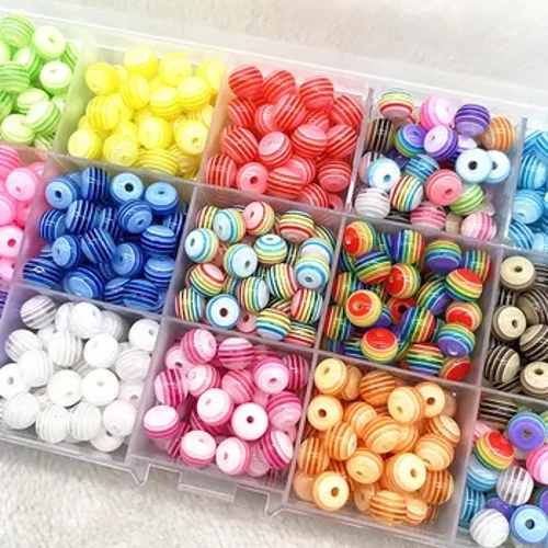 6mm 8mm Round Transparency Resin Beads Stripe Spacer Beads para sa Paggawa ng Alahas ng mga Bata Handcraft Department DIY Accessories