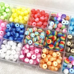 6mm 8mm Round Transparency Resin Beads Stripe Spacer Beads para sa Paggawa ng Alahas ng mga Bata Handcraft Department DIY Accessories
