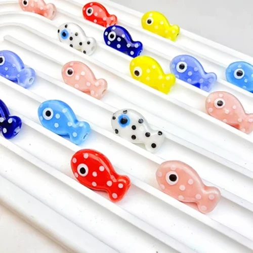 10pcs Faisean Coirníní Ceirmeacha Éisc-chruthach Do Jewelry Making Jewelry Muince Bracelet DIY Coirníní poircealláin Colorful Accessories Jewelry