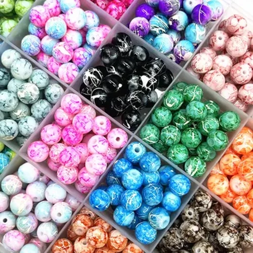 Cuentas de vidrio de doble color de 4/6/8/10mm, cuentas espaciadoras sueltas, amuleto pintado para fabricación de joyería, accesorios para collar y pulsera DIY