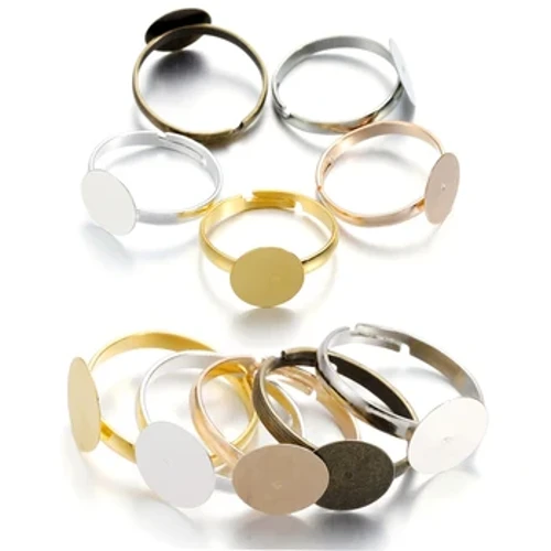 10/20Pcs 10mm Metal Adjustable Blank Ring Base Cabochons Mga Setting ng Cameo Tray para sa DIY Ring Alahas sa Paggawa ng Mga Nahanap na Accessory
