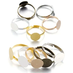 10/20 Pcs 10 Mm Logam Adjustable Kosong Cincin Dasar Cabochons Cameo Pengaturan Tray untuk DIY Cincin Perhiasan Membuat Temuan Aksesoris