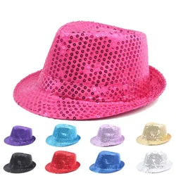 Het Uchaf Sequined Cyffredinol Plant Oedolion Perfformiad Dawnsio Stryd Hetiau Jazz Het Cowboi Perfformiad Dawns Parti Propiau Het