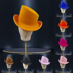 2023 Dyn Newydd o Ansawdd Uchel Fedora Unisex Bonheddwr Capten Rownd Top Cosplay Bowler Derby Het Siâp Prydeinig Het Hud yr Hydref