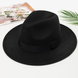 Nuovi cappelli a tesa larga per uomo e donna autunno e inverno, cappelli jazz in lana alla moda, cappelli a cilindro in stile inglese