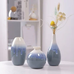 Chảy Men Gốm Sứ Bình Hoa Thủy Canh Bình Hoa Sáng Tạo Trang Trí Phòng Hoa Mini Vật Có Chậu Chai Để Bàn Thủ Công Đồ Trang Trí