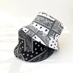Nuevo sombrero con forma de cubo de algodón Unisex para hombres y mujeres con flores de anacardo gorra de sol de doble cara verano Panamá moda plegable sol pescador pescando sombreros